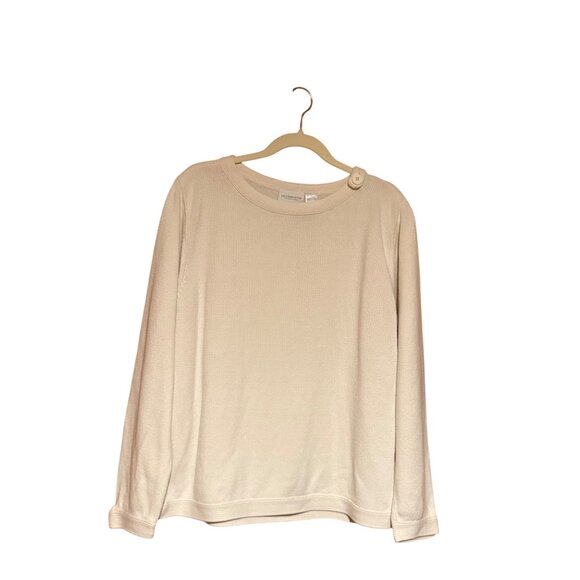Liz Claiborne Ivory Knit Pullover Sweater Women’s XL 100% Cotton Button Detail - Picture 14 of 14